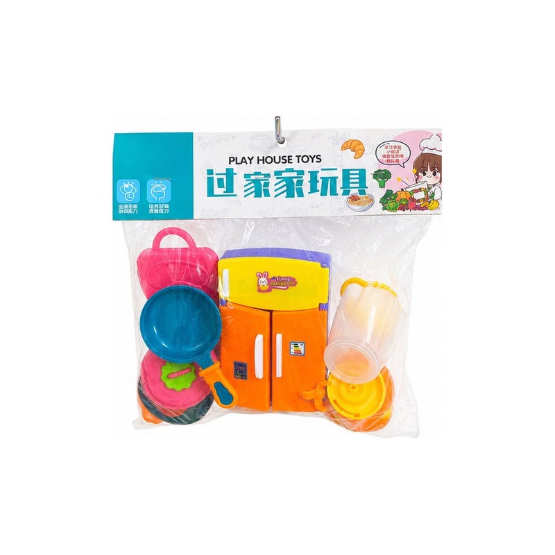 Kids Play House Toy Kitchen Set with Refrigerator, Cookware and Accessories, Multicolour - Image 1