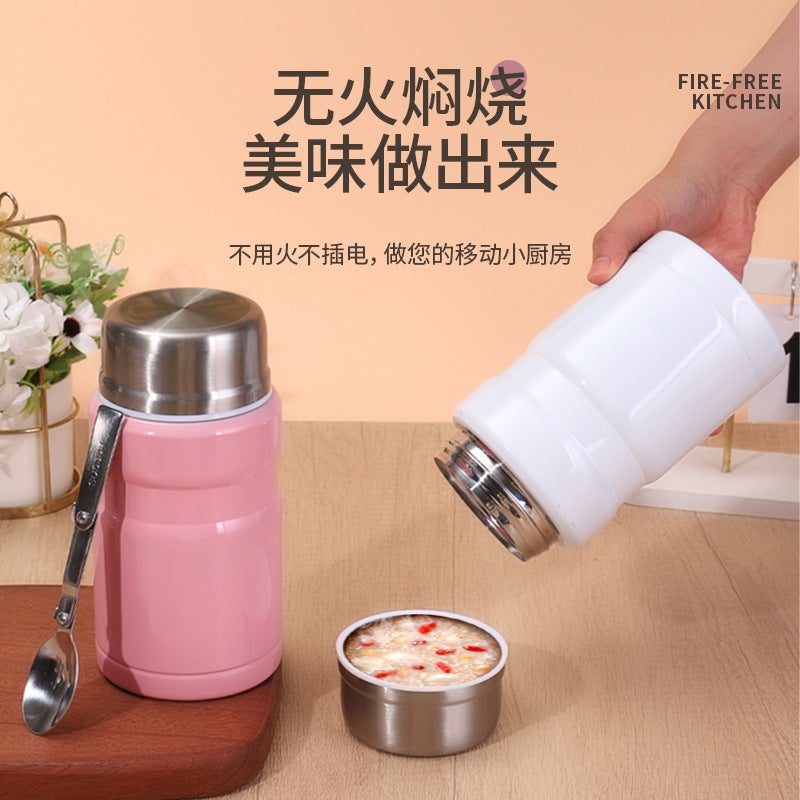 304 Stainless Steel Stew Pot For Cooking Porridge, Large Capacity Vacuum Insulated Cup, Outdoor Portable Insulated Stew Pot - Image 3