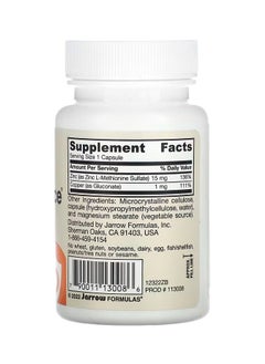 jarrow formulas Vegan Zinc Balance100 Veggie Capsules  - Image 2