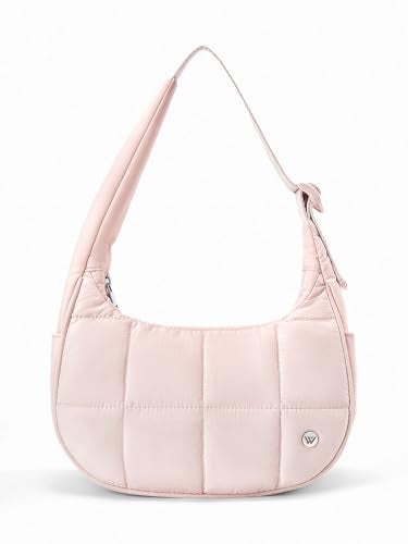 WESTBRONCO Small Puffer Crescent Shoulder Bag for Women, Nylon Quilted Shoulder Purses, Puffy Handbags with Adjustable Strap - Image 1