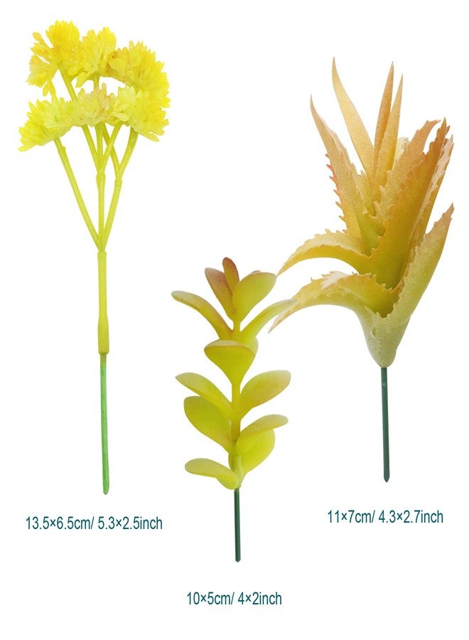 Cayway 10 PCS Artificial Succulents Picks, Yellow Artificial Succulent Plants, Faux Succulents Fake Succulent Bouquet String of Succulent Faux Succulents Floral Arrangement - Image 4