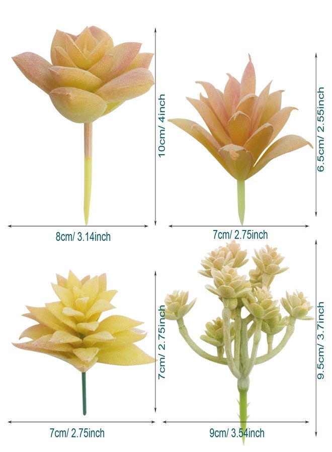 Cayway 10 PCS Artificial Succulents Picks, Yellow Artificial Succulent Plants, Faux Succulents Fake Succulent Bouquet String of Succulent Faux Succulents Floral Arrangement - Image 3