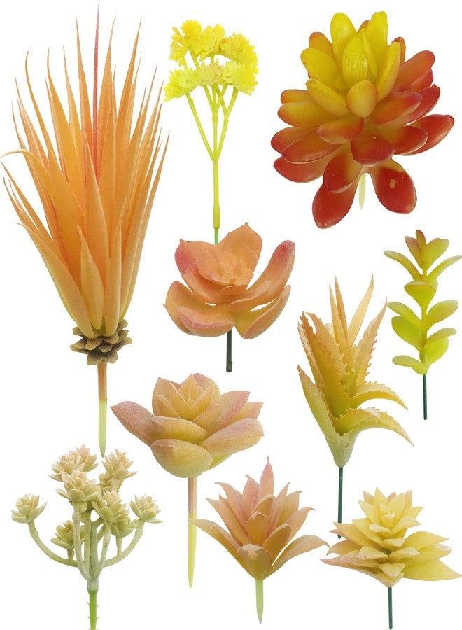 Cayway 10 PCS Artificial Succulents Picks, Yellow Artificial Succulent Plants, Faux Succulents Fake Succulent Bouquet String of Succulent Faux Succulents Floral Arrangement - Image 1