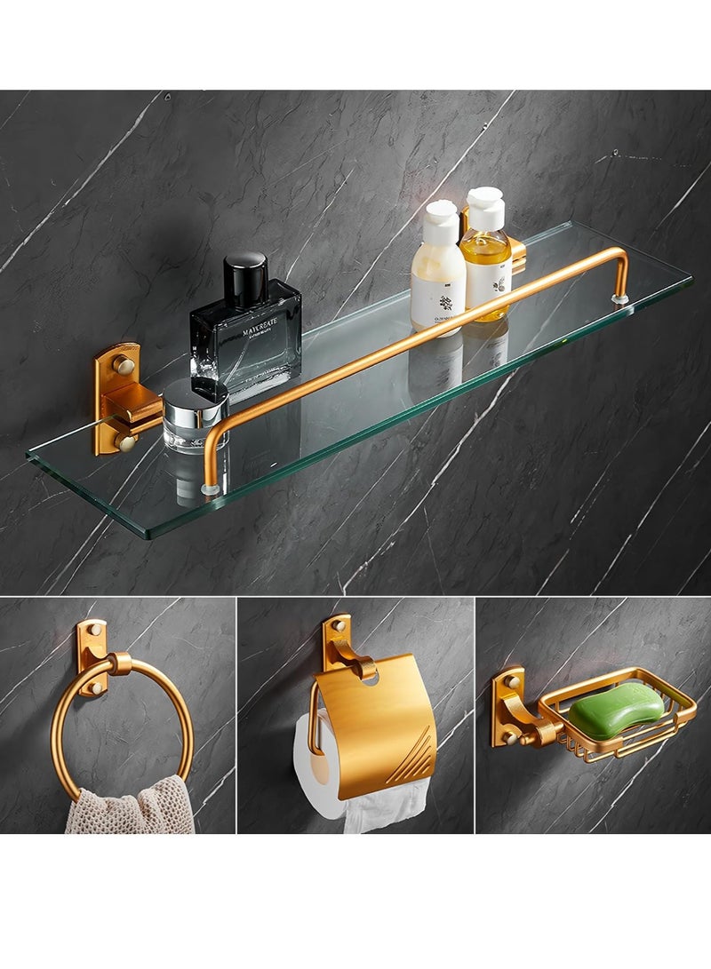 7-Piece Bathroom Hardware Accessories Set, Includes Towel Shelf/Rack Holder, Towel Bar, Toilet Paper Holder, Soap Dish, Hand Towel Ring, Cup Holder, Robe Hook - Image 2