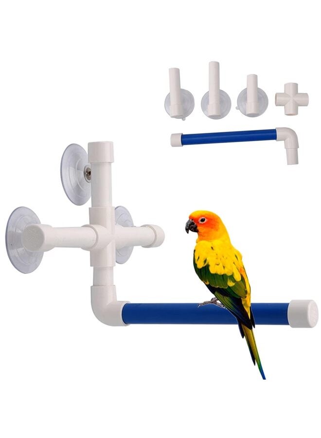 Bird Parrot Stand Perch Shower Perch Standing Toy Portable Suction Cup Parrot Bath Stands Suppllies Holder Platform Parakeet Window Wall Hanging Play (3 Suction Cups1)  - Image 1
