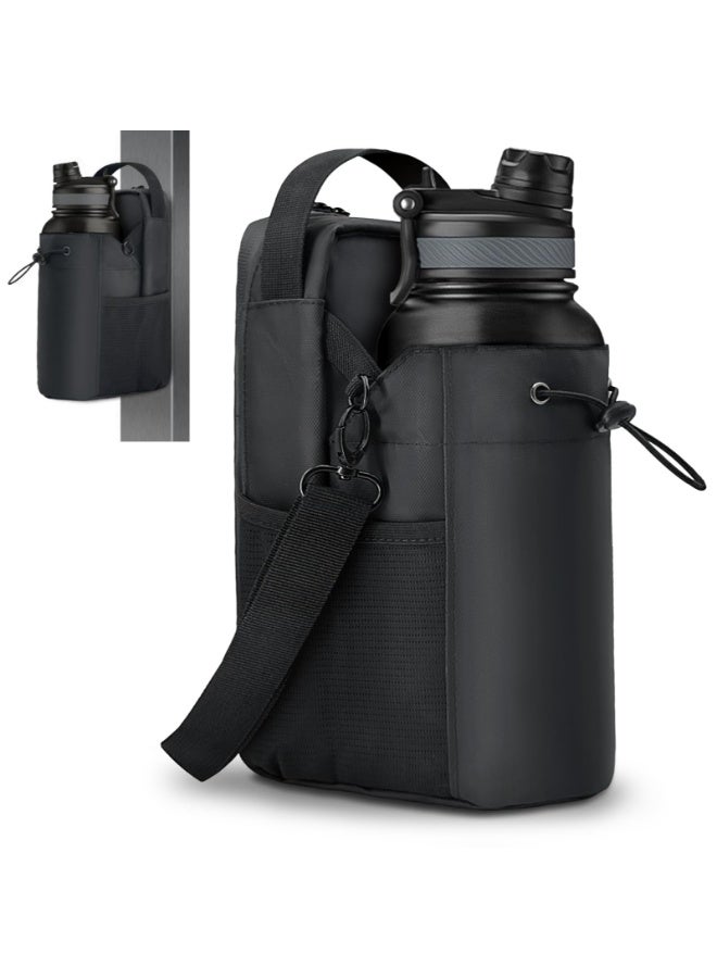 Magnetic Insulated Water Bottle Carrier Bag, Portable Water Bottle Holder with Adjustable Strap, Waterproof Sling Bag with Multi-Pockets for Hiking, Gym, Travel - Image 1