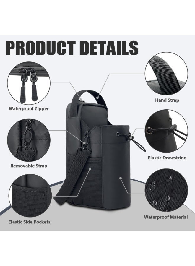 Magnetic Insulated Water Bottle Carrier Bag, Portable Water Bottle Holder with Adjustable Strap, Waterproof Sling Bag with Multi-Pockets for Hiking, Gym, Travel - Image 5