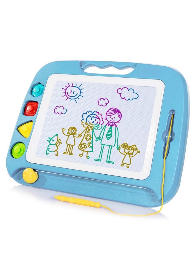 SGILE - Large Magnetic Drawing Board 4 Colors 16×13In Doodle Pad With 4 Stamps For Toddlers Learning Toy Board Etch Sketch Gift For 36+ Month Kids Girls Boys Light Blue - Image 1