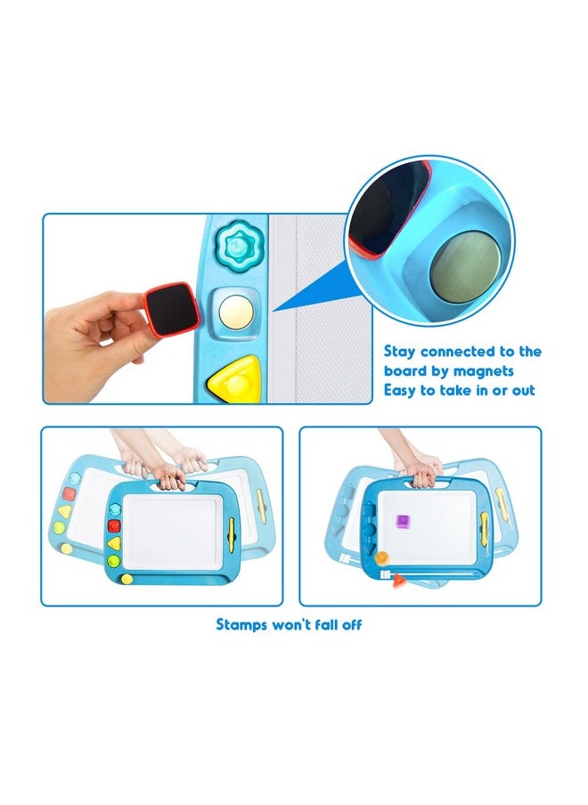 SGILE - Large Magnetic Drawing Board 4 Colors 16×13In Doodle Pad With 4 Stamps For Toddlers Learning Toy Board Etch Sketch Gift For 36+ Month Kids Girls Boys Light Blue - Image 1