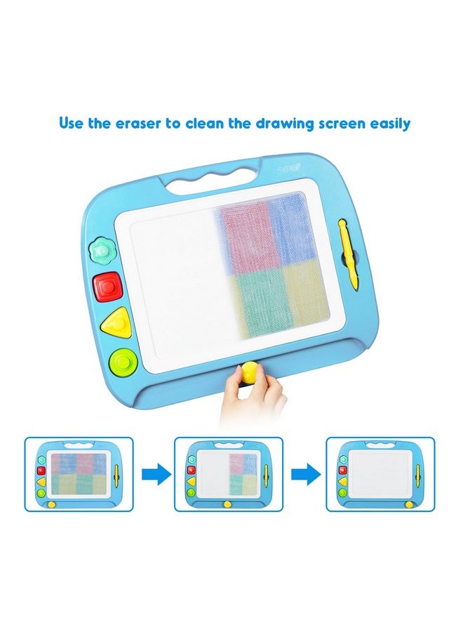 SGILE - Large Magnetic Drawing Board 4 Colors 16×13In Doodle Pad With 4 Stamps For Toddlers Learning Toy Board Etch Sketch Gift For 36+ Month Kids Girls Boys Light Blue - Image 1
