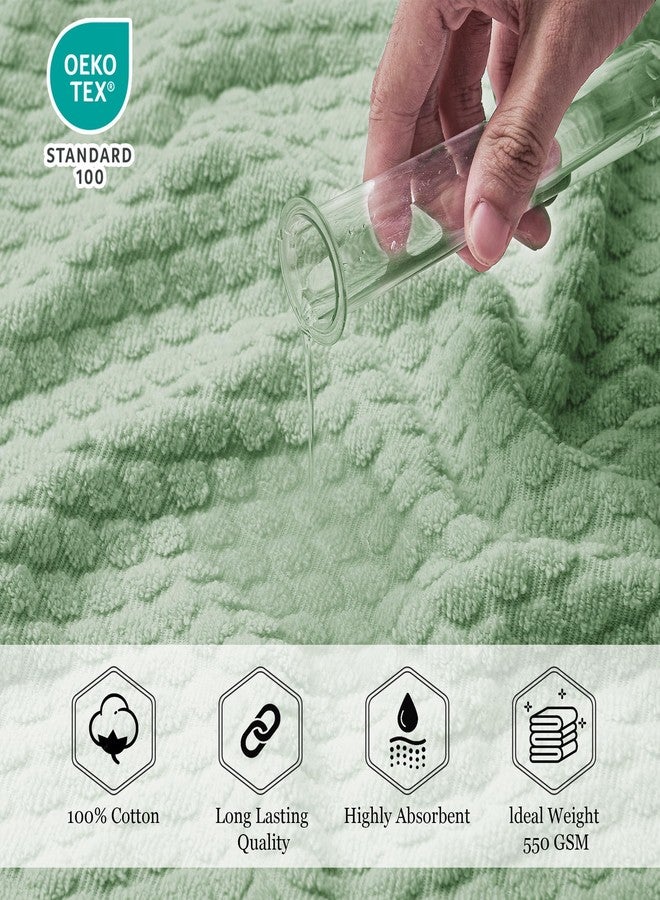 Simple&Opulence مجموعة مناشف فاخرة 6 قطع بسيطة وفاخرة، مناشف حمام 100% قطن مع حلقة تعليق (2 منشفة استحمام، 2 منشفة يد، 2 قماش غسيل) أنيقة، ناعمة وامتصاصها ممتاز للمنزل، الفندق، الصالة الرياضية، السبا - أخضر مريح - Image 5