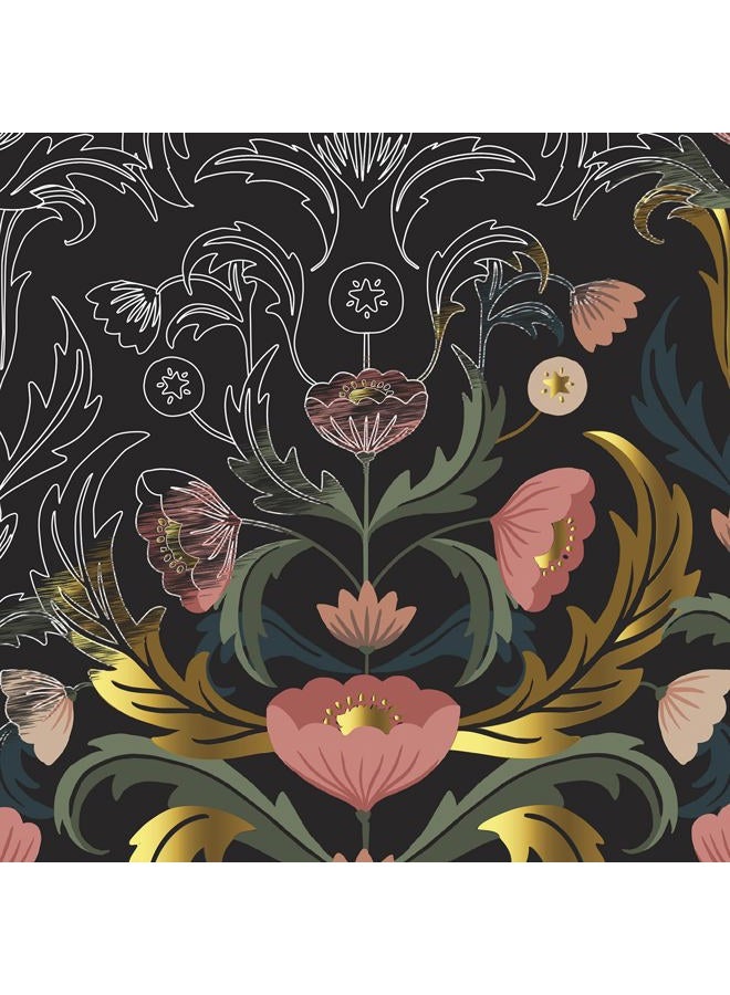 Brea Reese دفتر ورق فن الخدش - زهور الخريف - 6 تصاميم، فن موجه، لمسات معدنية، قلم و فرشاة، صفحات مثقوبة 9x12، حرفة للبالغين افعلها بنفسك - Image 5