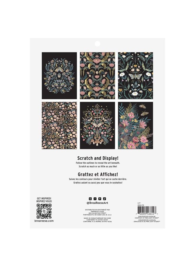 Brea Reese دفتر ورق فن الخدش - زهور الخريف - 6 تصاميم، فن موجه، لمسات معدنية، قلم و فرشاة، صفحات مثقوبة 9x12، حرفة للبالغين افعلها بنفسك - Image 2
