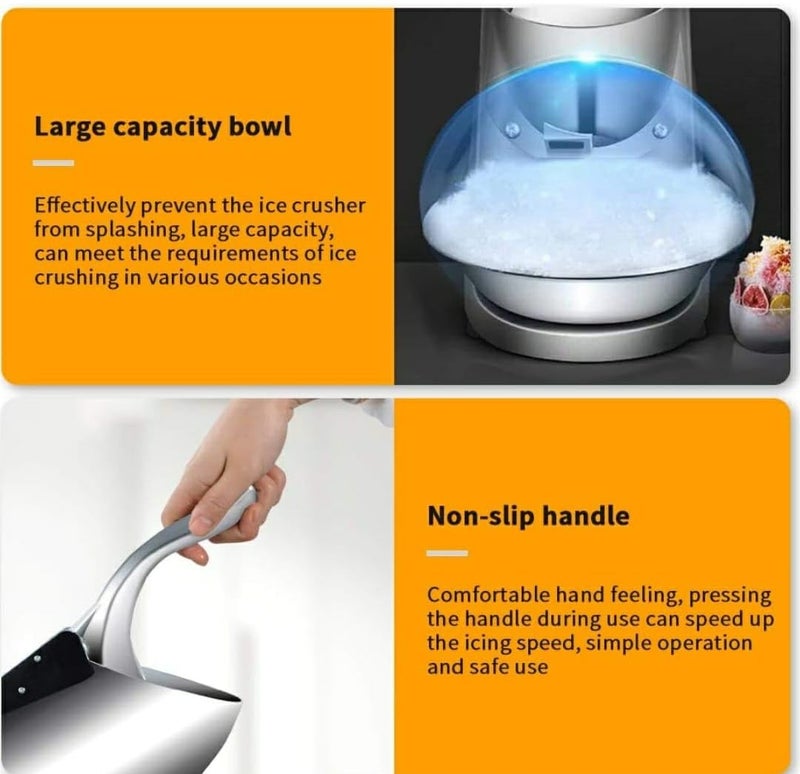 Shoppers Hub PNQ Electric 300W Fibre Body Triple Blade Ice Crusher Smasher Machine Gola Slushie Maker for Cocktail Juice Beverages Drink Preparations in Bars Hotels Restaurants Colour Orange  - Image 5