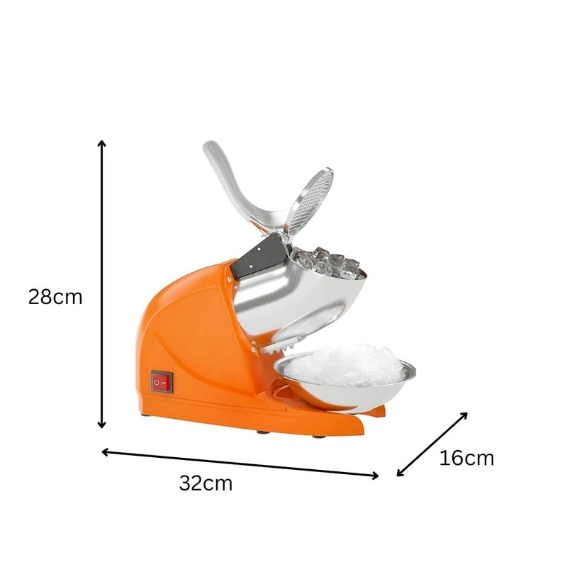 Shoppers Hub PNQ Electric 300W Fibre Body Triple Blade Ice Crusher Smasher Machine Gola Slushie Maker for Cocktail Juice Beverages Drink Preparations in Bars Hotels Restaurants Colour Orange  - Image 2