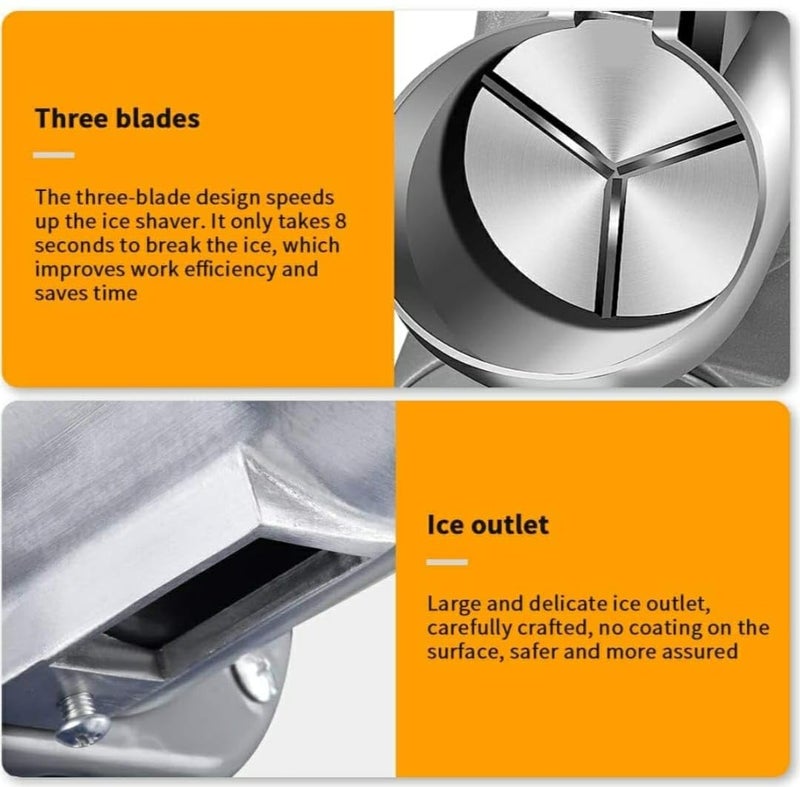 Shoppers Hub PNQ Electric 300W Fibre Body Triple Blade Ice Crusher Smasher Machine Gola Slushie Maker for Cocktail Juice Beverages Drink Preparations in Bars Hotels Restaurants Colour Orange  - Image 3