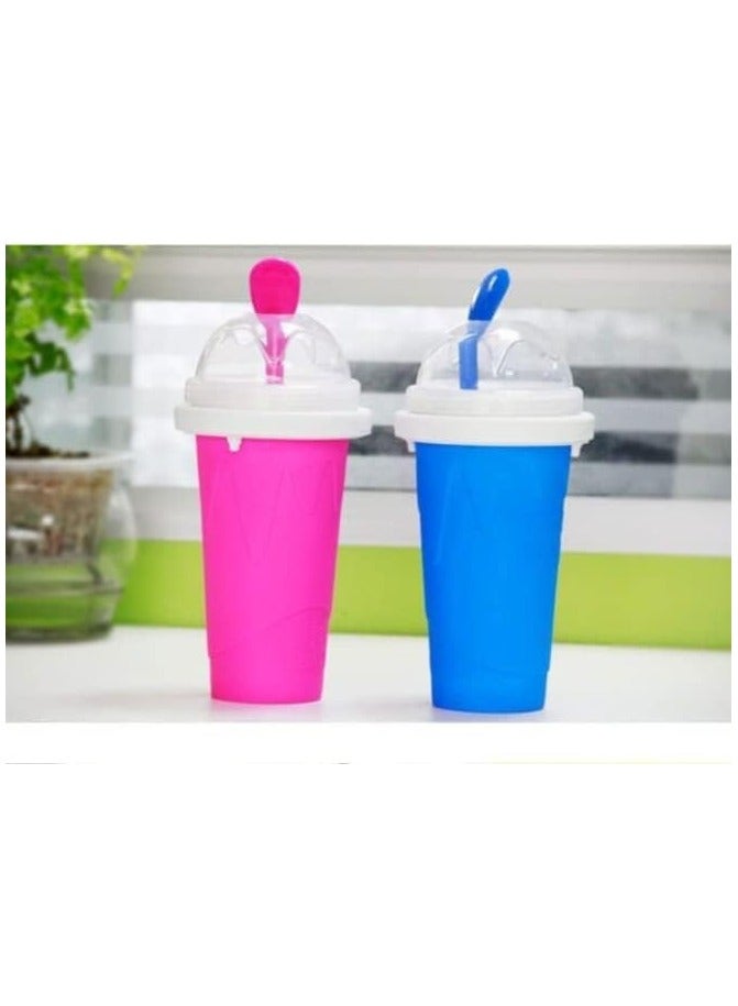 ELTRAZONE Slushie Cup DIY Slushy Maker Ice Cup Silica Cup Pinch Cup Summer Cooler Smoothies Cup Double Layer Squeeze Cup Slush Maker Cup Home DIY Smoothie Cup for Children and Adult(Pink) - Image 3