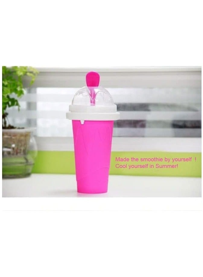 ELTRAZONE Slushie Cup DIY Slushy Maker Ice Cup Silica Cup Pinch Cup Summer Cooler Smoothies Cup Double Layer Squeeze Cup Slush Maker Cup Home DIY Smoothie Cup for Children and Adult(Pink) - Image 2