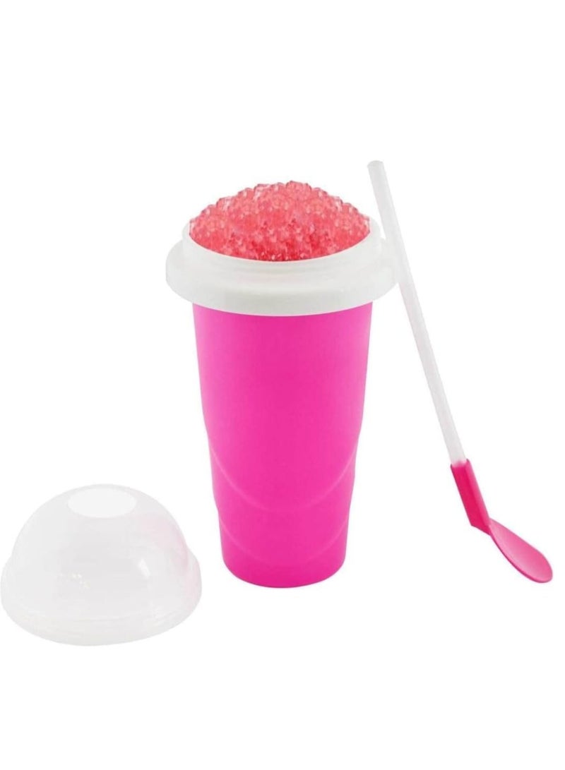 ELTRAZONE Slushie Cup DIY Slushy Maker Ice Cup Silica Cup Pinch Cup Summer Cooler Smoothies Cup Double Layer Squeeze Cup Slush Maker Cup Home DIY Smoothie Cup for Children and Adult(Pink) - Image 1