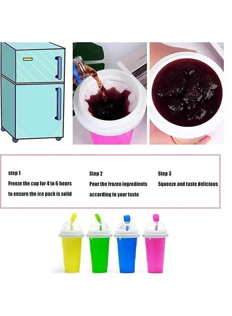 ELTRAZONE Slushie Cup DIY Slushy Maker Ice Cup Silica Cup Pinch Cup Summer Cooler Smoothies Cup Double Layer Squeeze Cup Slush Maker Cup Home DIY Smoothie Cup for Children and Adult(Pink) - Image 5