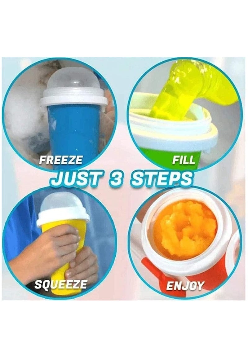 ELTRAZONE Slushie Cup DIY Slushy Maker Ice Cup Silica Cup Pinch Cup Summer Cooler Smoothies Cup Double Layer Squeeze Cup Slush Maker Cup Home DIY Smoothie Cup for Children and Adult(Pink) - Image 4