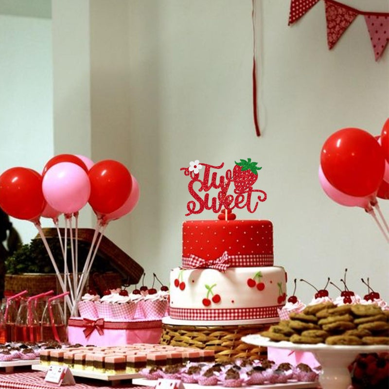 RSSTARXI 1 حزمة الفراولة اثنين من كعكة حلوة Topper متلمع - Image 3