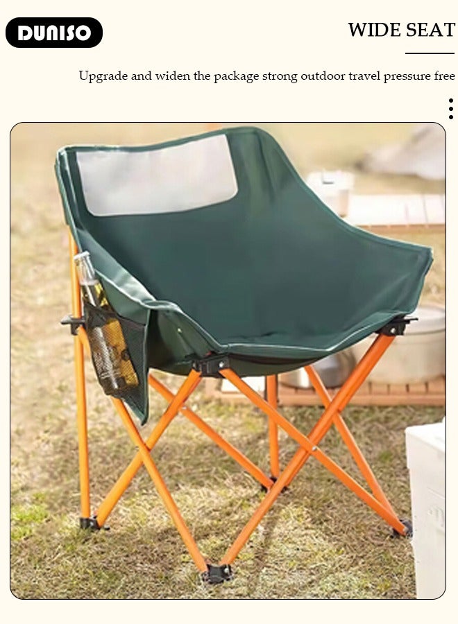 DUNISO Folding Moon Chair, Portable Lightweight Camping Chair with Side Pocket,  Backpacking Chair Ultra Durable Supports up to 130KG  for Outdoor, Hiking, Beach, Travel, with Carrying Bag - Image 5