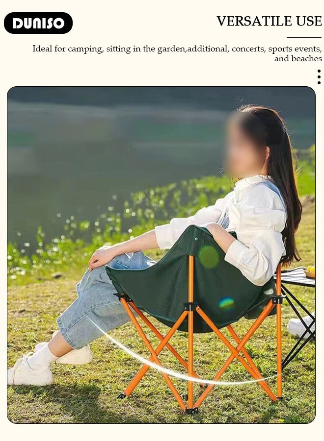 DUNISO Folding Moon Chair, Portable Lightweight Camping Chair with Side Pocket,  Backpacking Chair Ultra Durable Supports up to 130KG  for Outdoor, Hiking, Beach, Travel, with Carrying Bag - Image 3