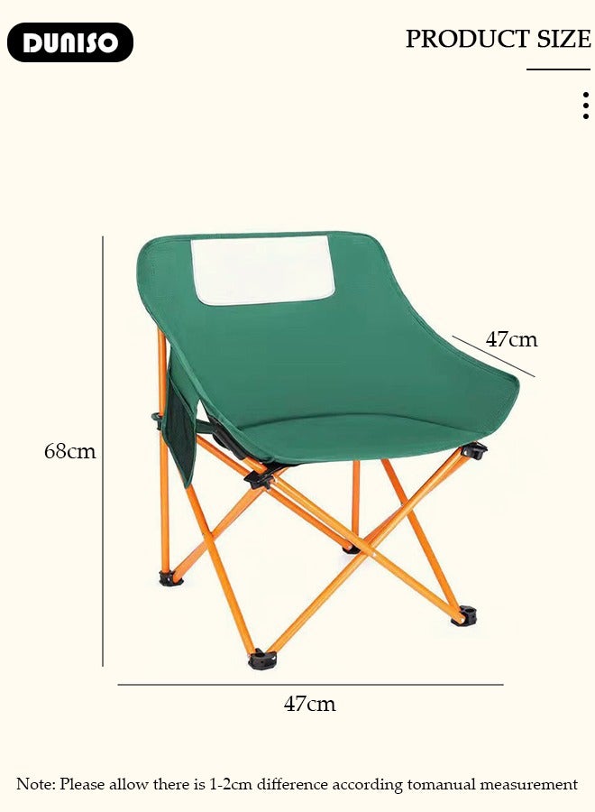 DUNISO Folding Moon Chair, Portable Lightweight Camping Chair with Side Pocket,  Backpacking Chair Ultra Durable Supports up to 130KG  for Outdoor, Hiking, Beach, Travel, with Carrying Bag - Image 4