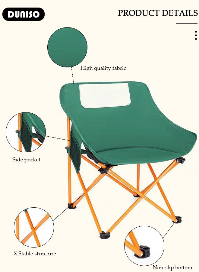 DUNISO Folding Moon Chair, Portable Lightweight Camping Chair with Side Pocket,  Backpacking Chair Ultra Durable Supports up to 130KG  for Outdoor, Hiking, Beach, Travel, with Carrying Bag - Image 2