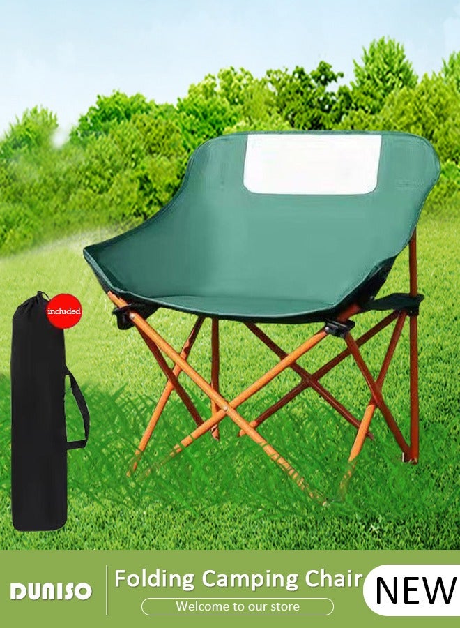 DUNISO Folding Moon Chair, Portable Lightweight Camping Chair with Side Pocket,  Backpacking Chair Ultra Durable Supports up to 130KG  for Outdoor, Hiking, Beach, Travel, with Carrying Bag - Image 1