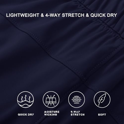 Willit Womens Athletic Hiking Running Shorts for Women Yoga Workout Gym Quick Dry Shorts with Pockets Blue M - Image 4