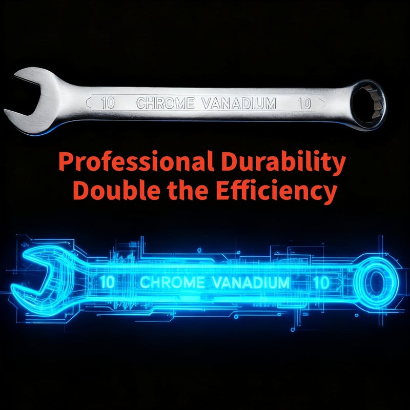 Matte Dual Purpose Wrench 8mm Industrial Grade Vanadium Steel Combination Tool - Image 1