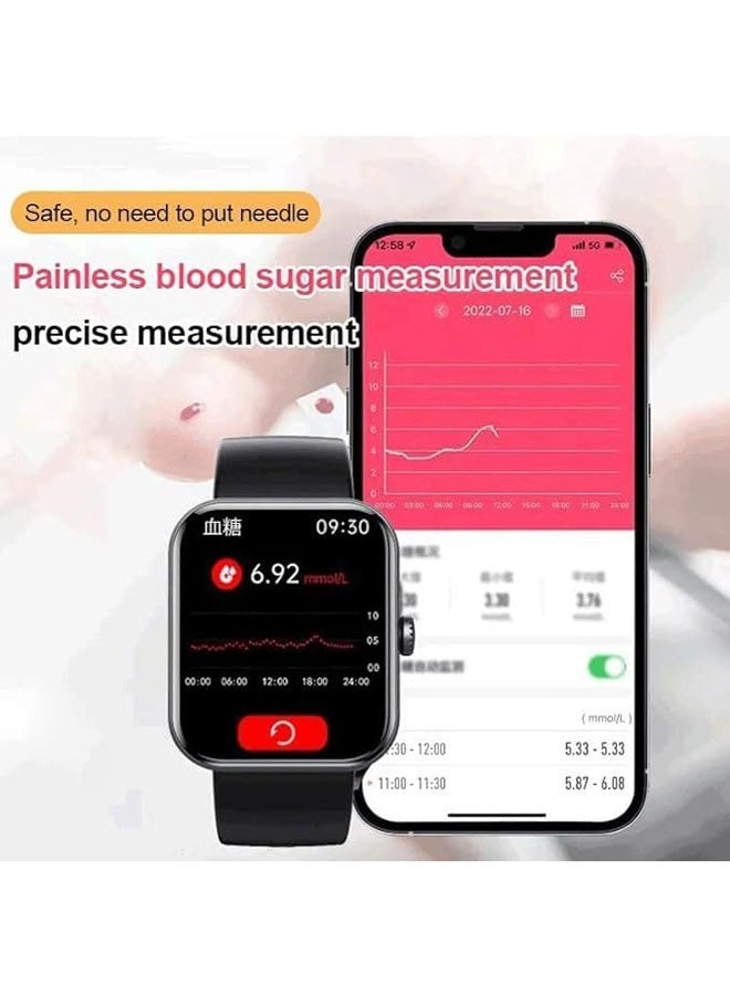 bluetooth fashion smart watch, F57L blood glucose monitoring smart watch, F57L smart watch, heart rate and blood pressure bluetooth fashion smart watch (black) - Image 3