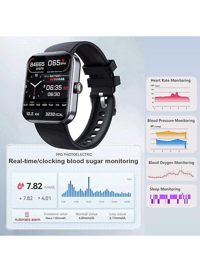 bluetooth fashion smart watch, F57L blood glucose monitoring smart watch, F57L smart watch, heart rate and blood pressure bluetooth fashion smart watch (black) - Image 4