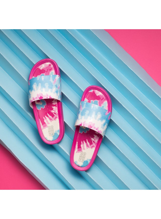 CUBS Tie Dyed Everyday Wear Eco-Friendly Pvc Slides For Kids Lightweight Easy To Wash And Anti-Slip Soles - Image 2