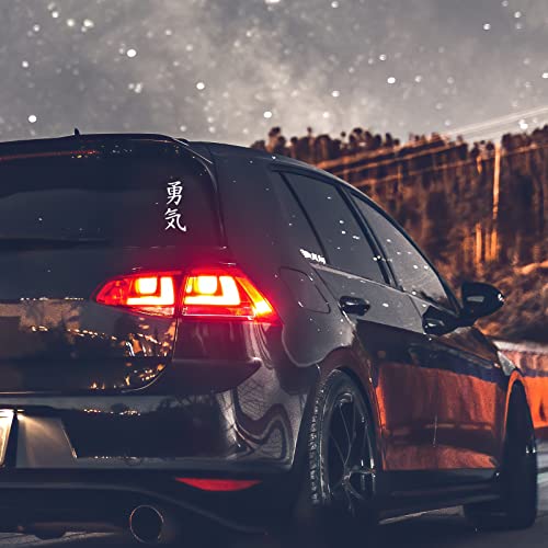 Bargain Max Decals ملصق شجاعة كانجي ياباني لدفتر السيارة واللابتوب 2.5" × 6" (أبيض) - Image 2