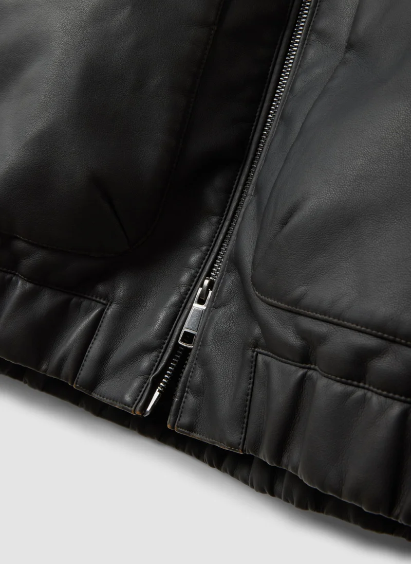Ovs OVS Black cropped jacket with zip and flap pockets, oversized fit