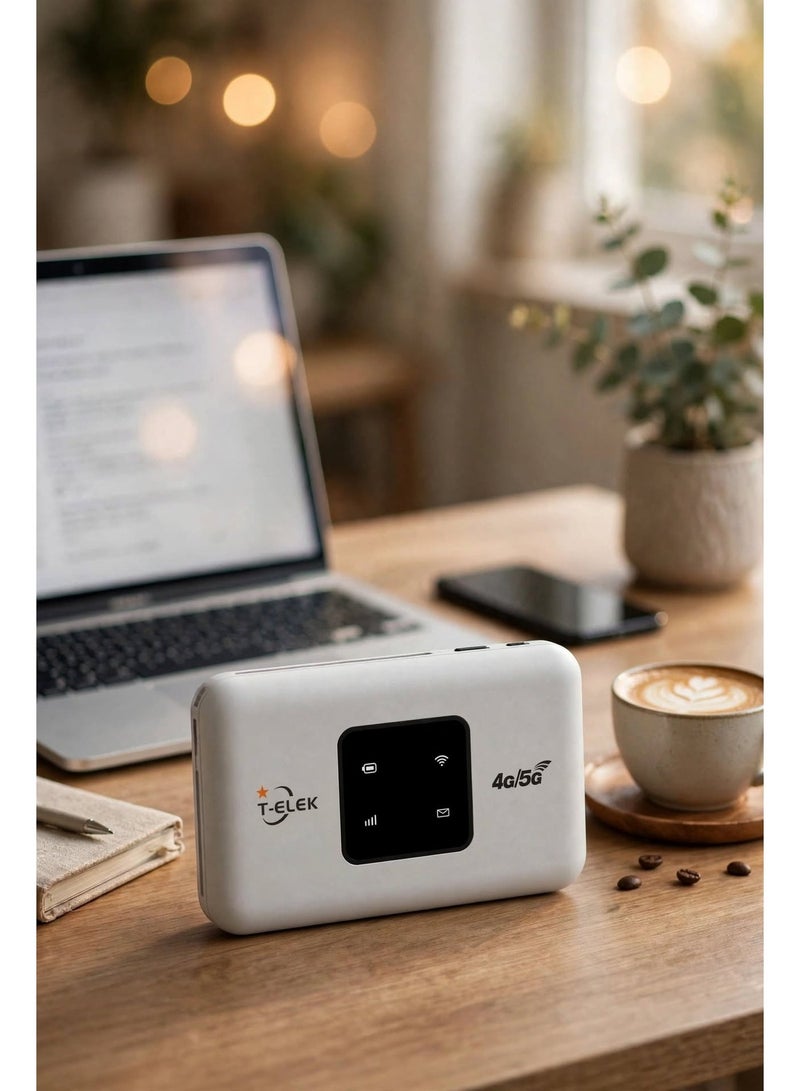 T-ELEK TM3 LED 5G LTE Wireless Modem WiFi Pro, 300Mbps Portable WiFi Router, 150Mbps LTE Speed, 3000mAh Rechargeable Battery, Type-C Charging, Supports Up to 12 Devices – White - Image 2