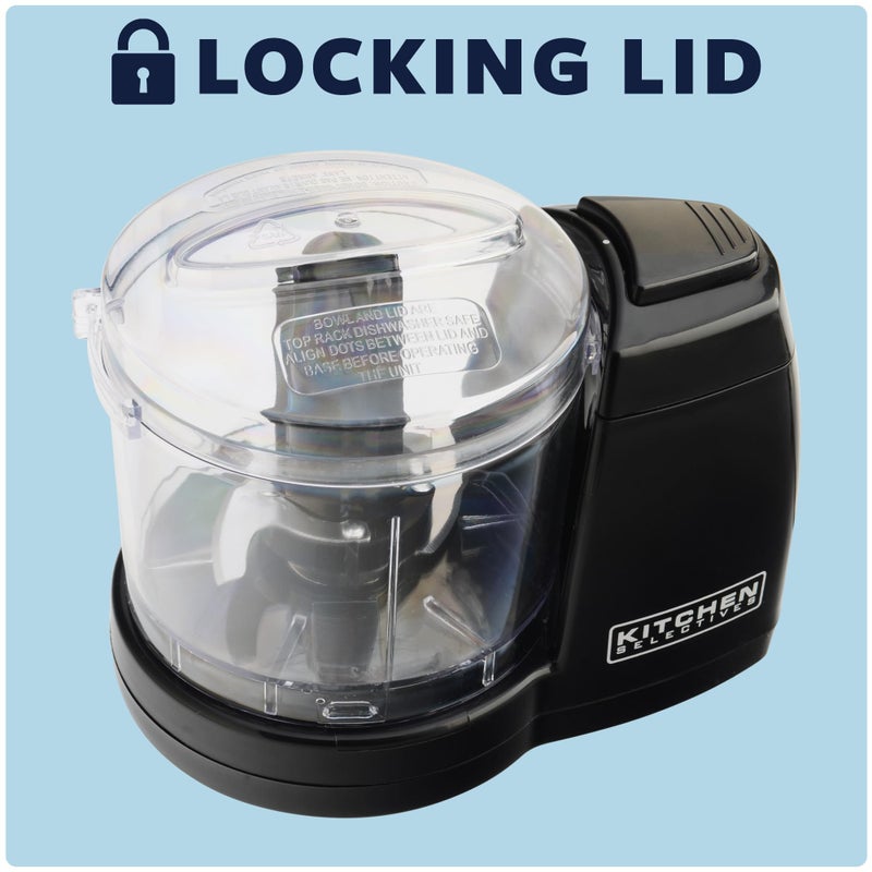 Kitchen Selectives Mini Chopper by Select Brands - Mini Electric Food Chopper for Kitchen Appliances - Features Dishwasher-Safe Parts - Chops, Minces & Dices - 1-1/2 Cups, Black - Image 5