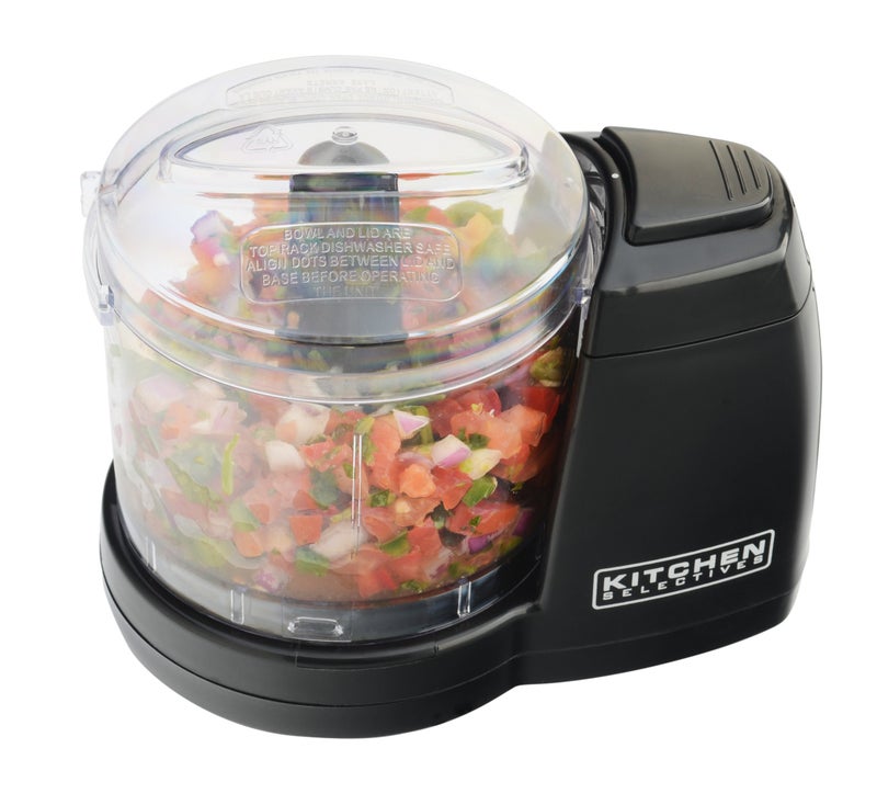Kitchen Selectives Mini Chopper by Select Brands - Mini Electric Food Chopper for Kitchen Appliances - Features Dishwasher-Safe Parts - Chops, Minces & Dices - 1-1/2 Cups, Black - Image 1
