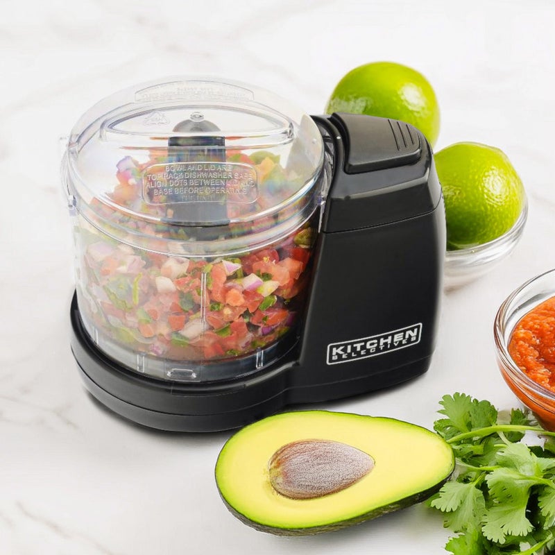 Kitchen Selectives Mini Chopper by Select Brands - Mini Electric Food Chopper for Kitchen Appliances - Features Dishwasher-Safe Parts - Chops, Minces & Dices - 1-1/2 Cups, Black - Image 2