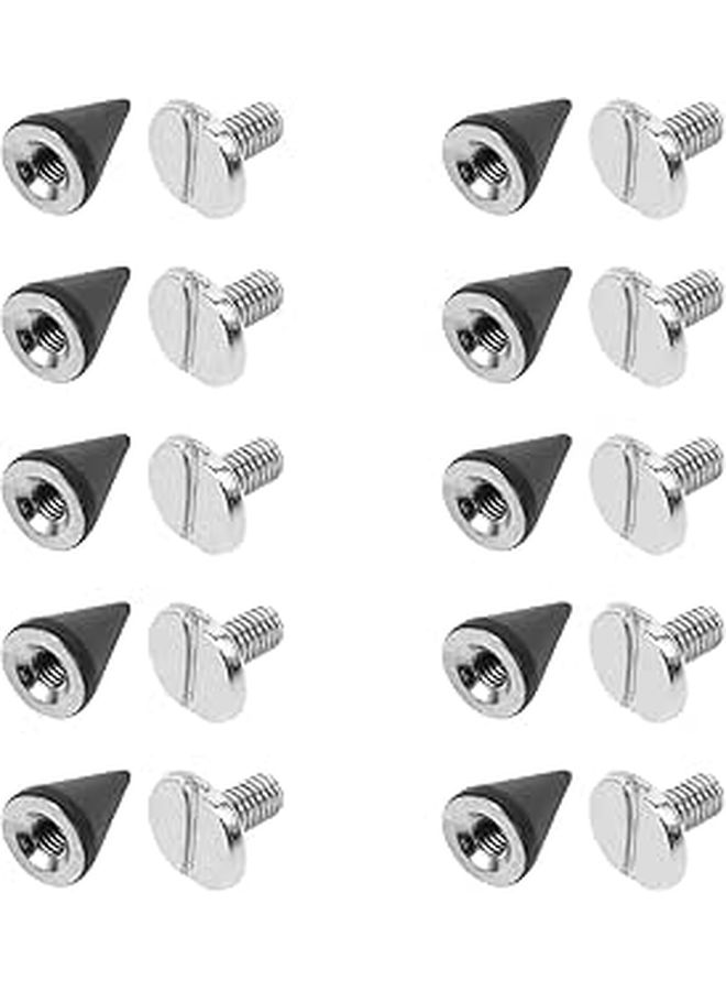 Black Cone Rivets Screw 20pc Metal Punk Leather Craft DIY Shoes Belt Bags - Image 1
