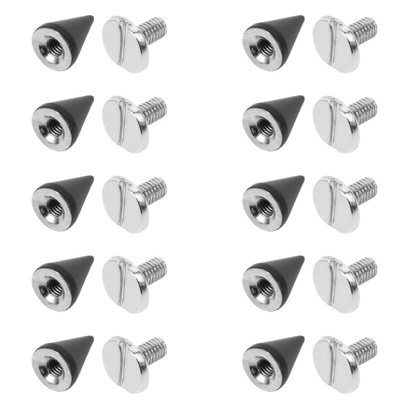 Black Cone Rivets Screw 20pc Metal Punk Leather Craft DIY Shoes Belt Bags - Image 2