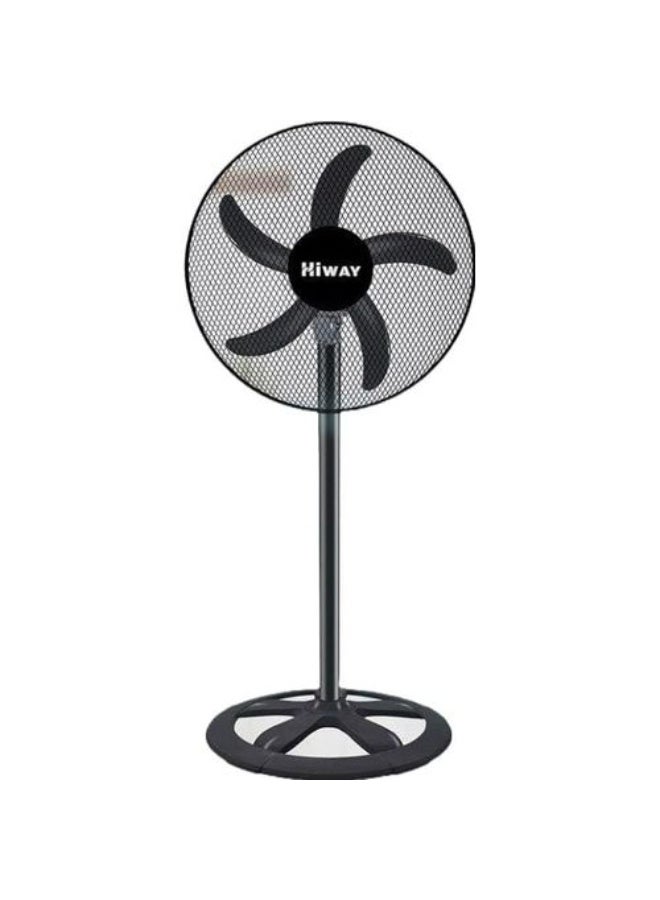 18-inch pedestal stand fan, 3 speeds, 5 blades, with a 1.5-meter cord and a sturdy base for stability and vibration prevention. - Image 1