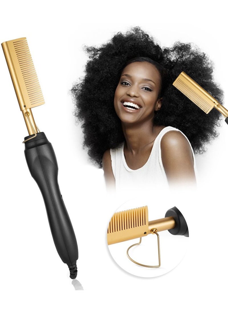DubaiGallery Hot Sell Wet and Dry Use Titanium Alloy Press Comb Hair Styling tools Straightener High Heat Electric Pressing Hot Comb  - Image 4