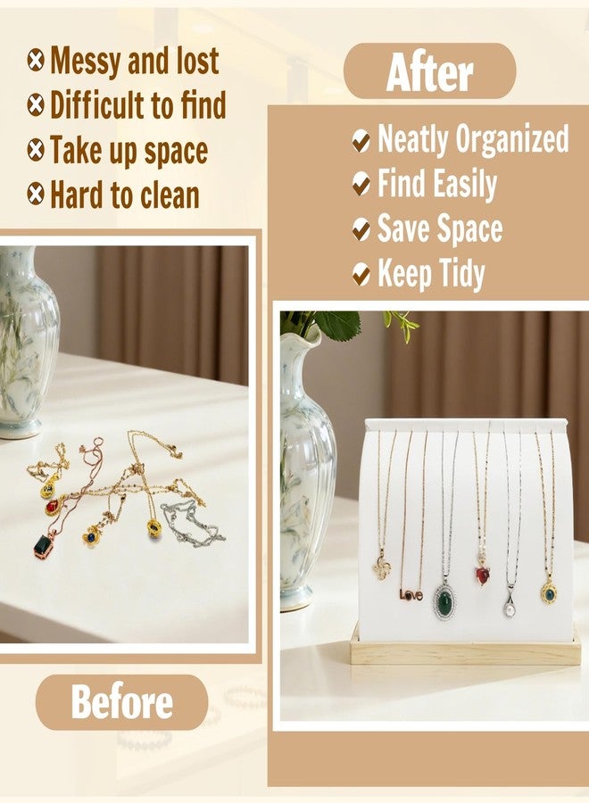 Acshio 2 Pack Cambered Necklace Display Stand, Soft Leather Necklace Bracelet Organizer Rack for Selling, White Tabletop Jewelry Display Storage Holder for Necklaces, Pendant - Image 5