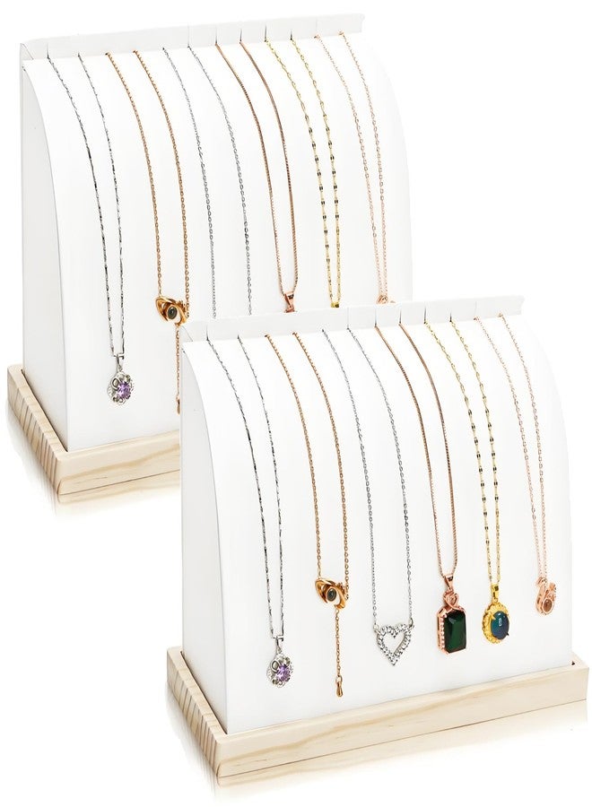 Acshio 2 Pack Cambered Necklace Display Stand, Soft Leather Necklace Bracelet Organizer Rack for Selling, White Tabletop Jewelry Display Storage Holder for Necklaces, Pendant - Image 1