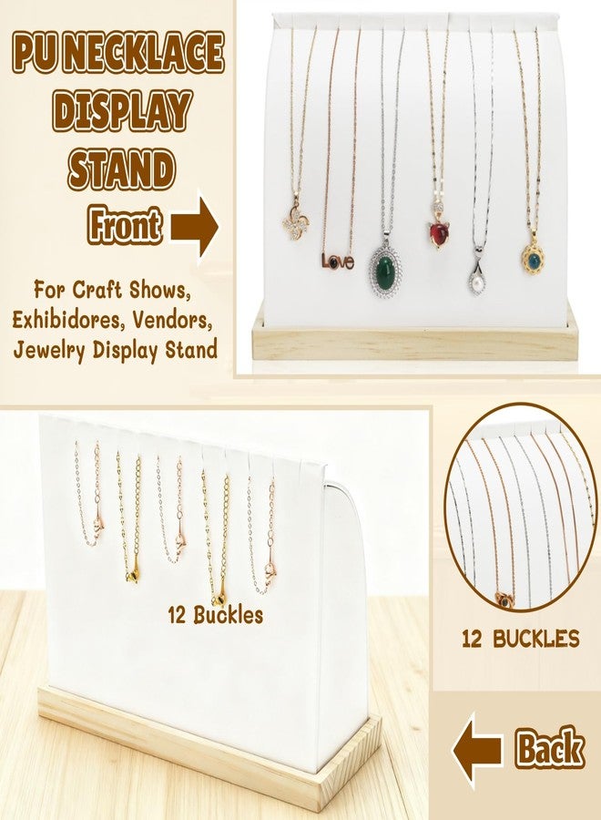 Acshio 2 Pack Cambered Necklace Display Stand, Soft Leather Necklace Bracelet Organizer Rack for Selling, White Tabletop Jewelry Display Storage Holder for Necklaces, Pendant - Image 4