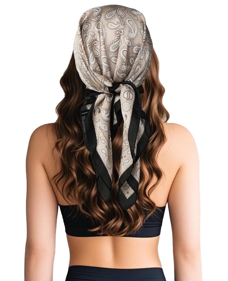 Sumolux Head Hair Scarf for Women Like Satin Silk Scarf Bandana Hair Wrapping Night Large Square Scarves 27.5" - Image 4
